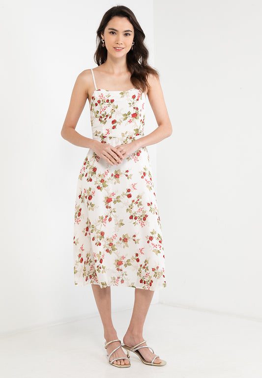 Floral Print Flare Midi Dress