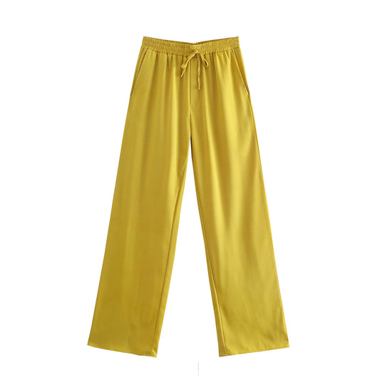 Elastic Waist Straight Cut Pants