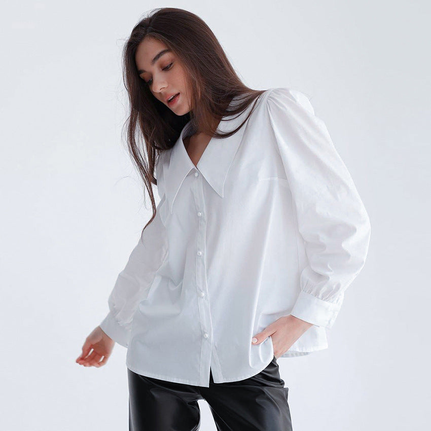 Simplicity Cardigan Loose Long Sleeve Swallow Tail Collar Ladies Shirt