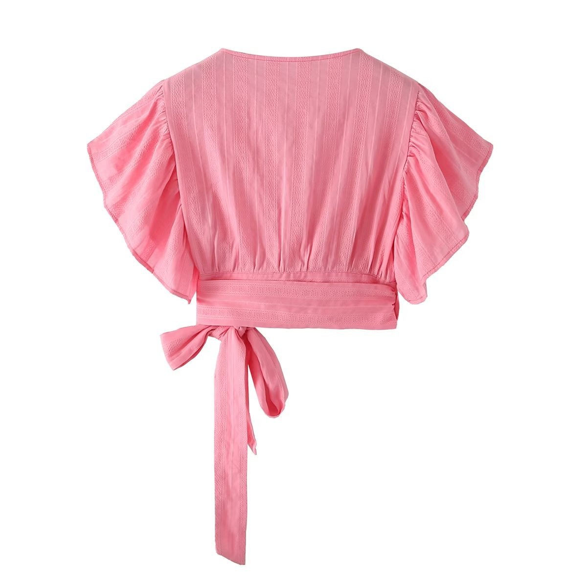 Ruffle Sleeve Crop Top with Side Knot