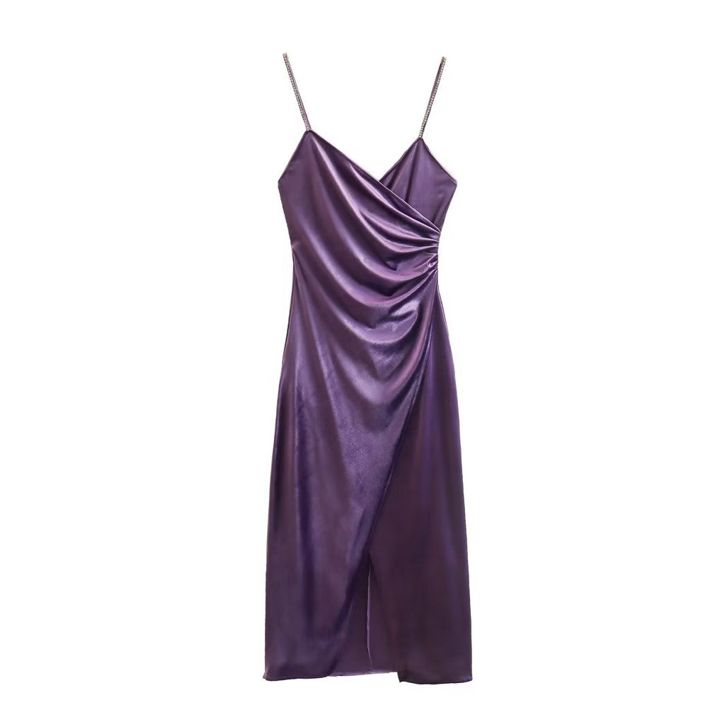 Drape Dress with Asymmetrical Hem