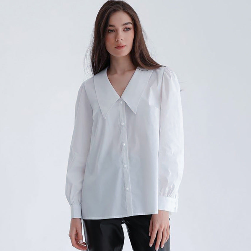 Simplicity Cardigan Loose Long Sleeve Swallow Tail Collar Ladies Shirt