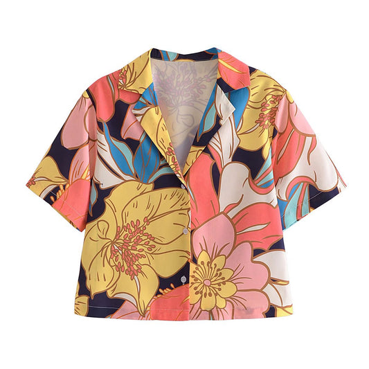 Printed Short Sleeved Blouse