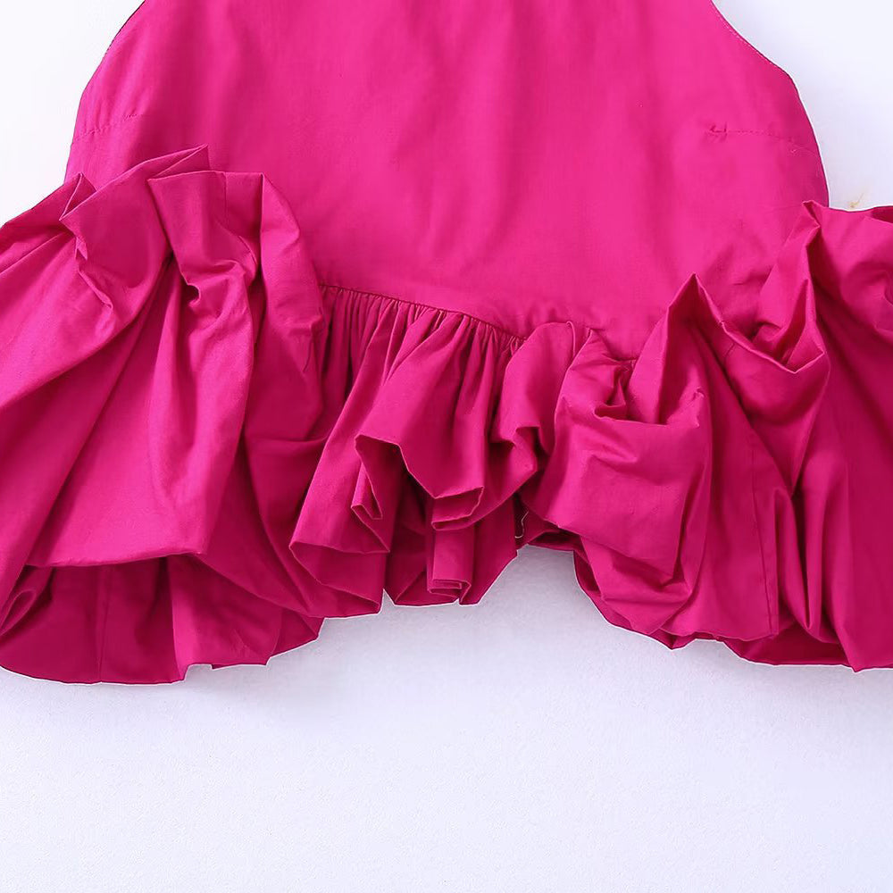 Sleeveless Crop Top with Ruffled Hem